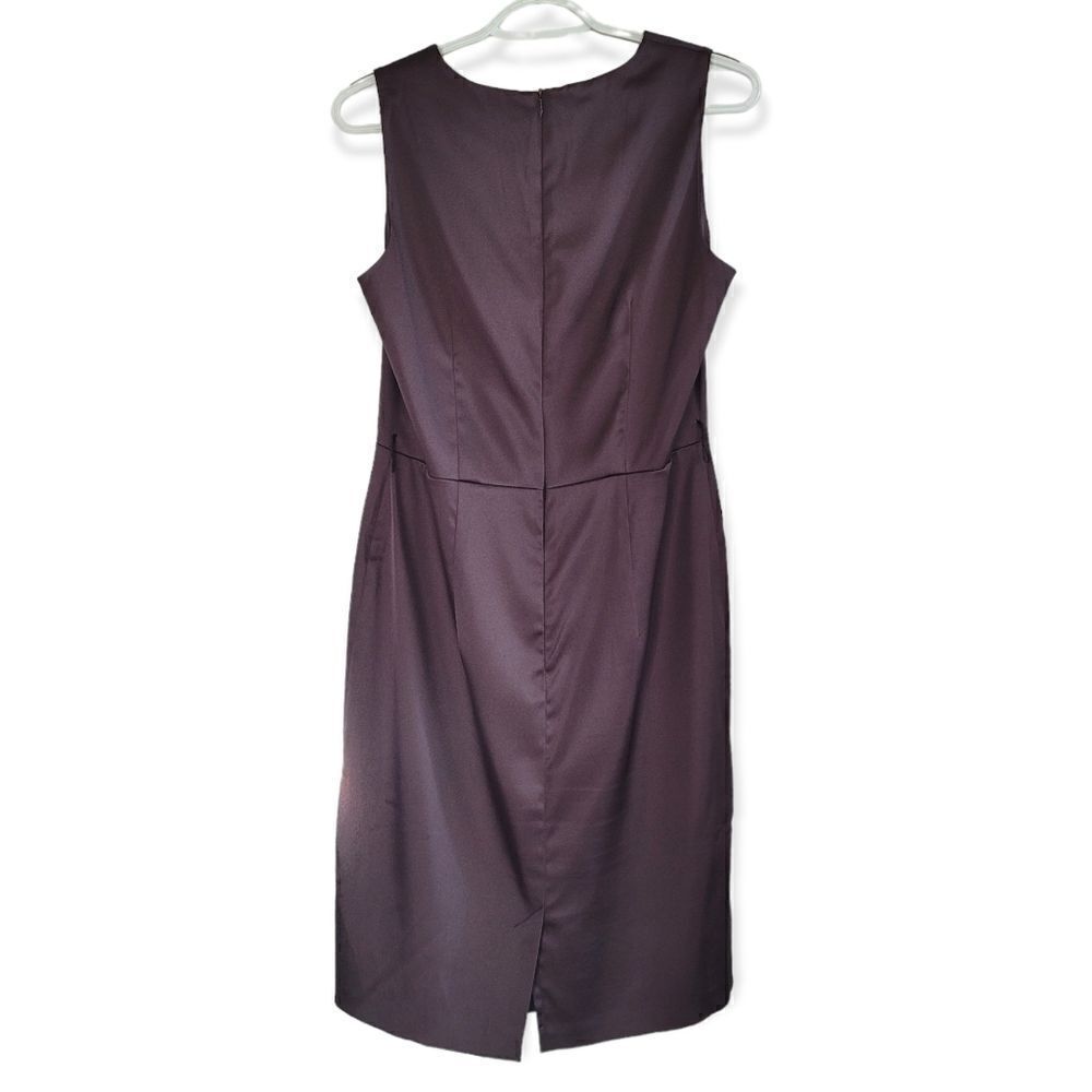 Brown Sleaveless Belted Dress With Pleated Neckline - Picture 2 of 3